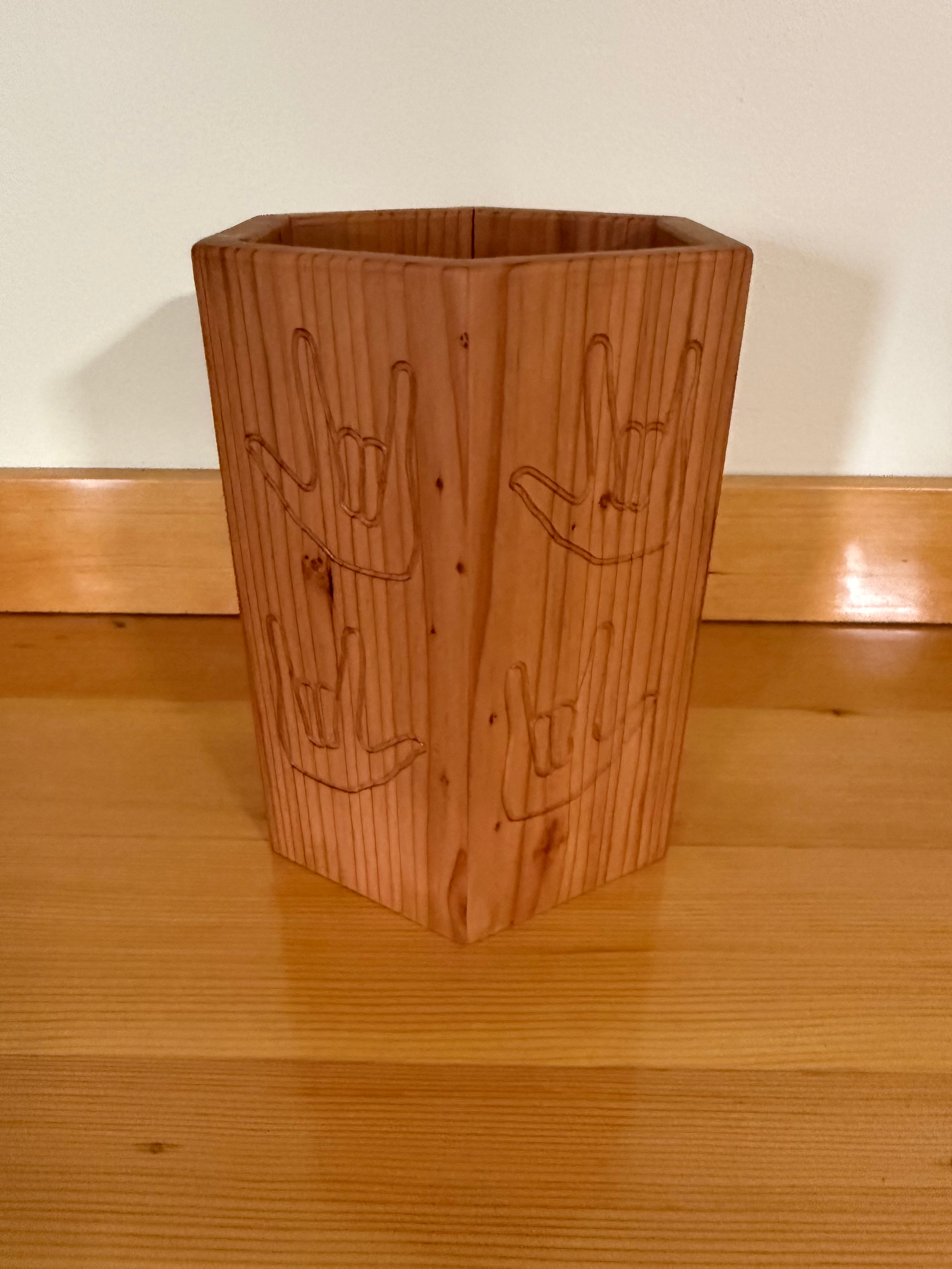 Redwood Vessel with ASL I Love You ILY Custom Made