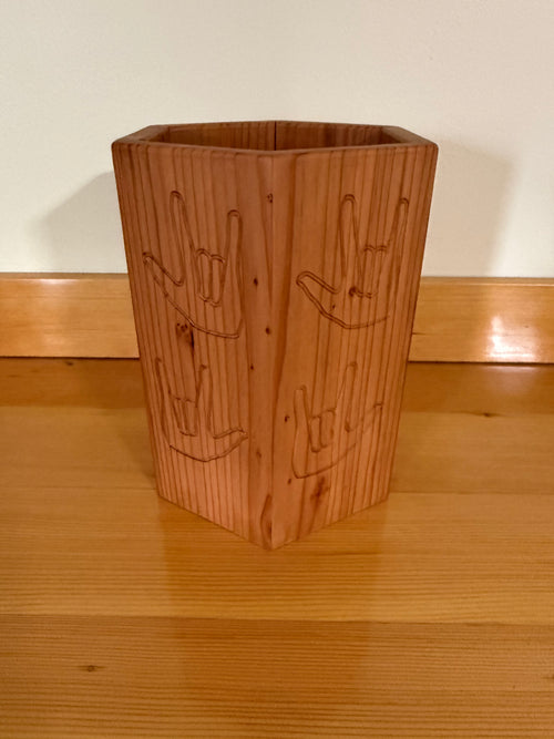 Redwood Vessel with ASL I Love You ILY Custom Made
