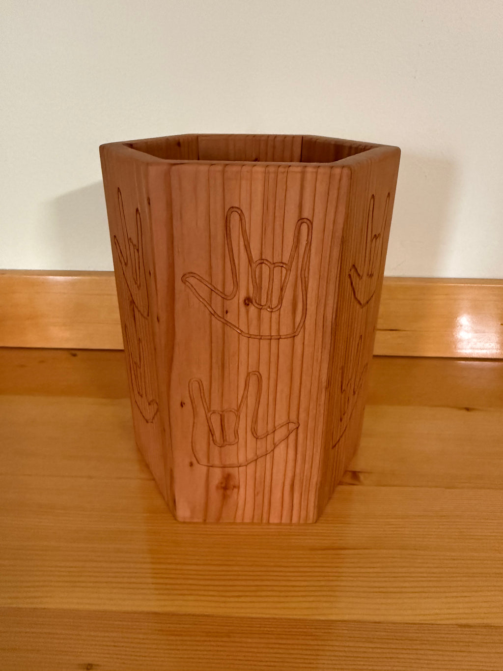 Redwood Vessel with ASL I Love You ILY Custom Made