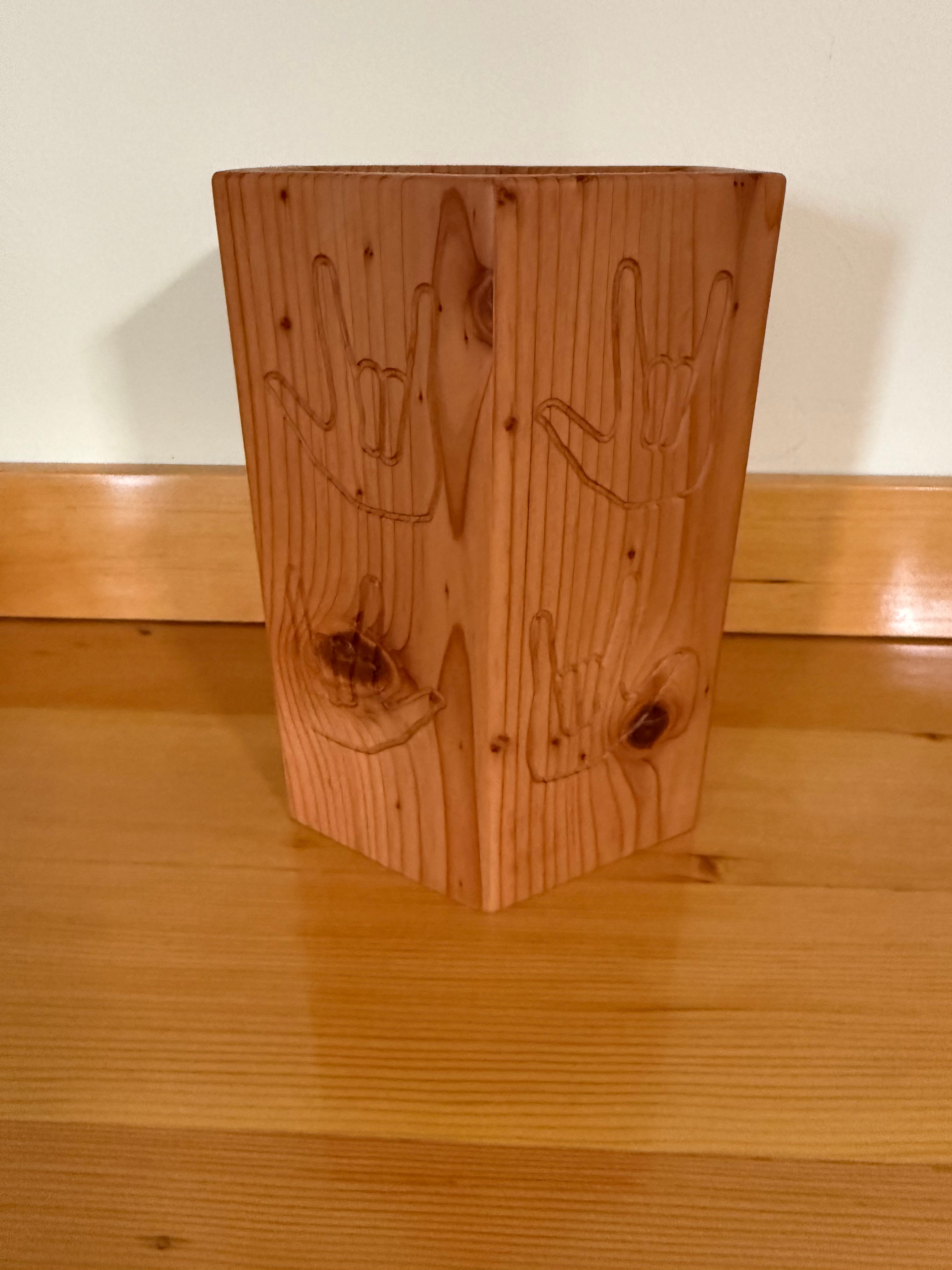 Redwood Vessel with ASL I Love You ILY Custom Made